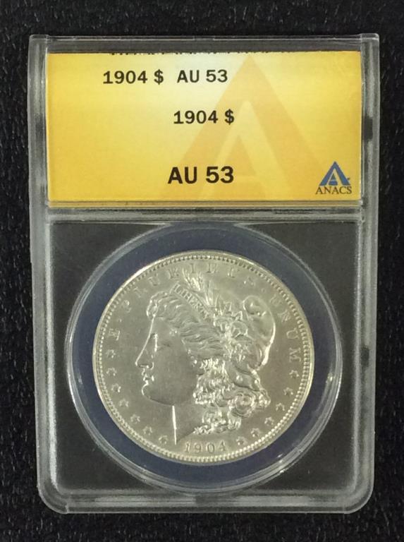 1904 Graded AU53 Morgan Silver Dollar
