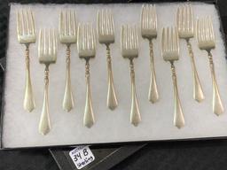 Set of 10 Matching Sterling Silver Salad or