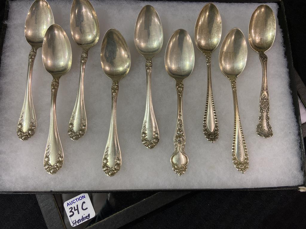 Set of 9 Sterling Silver Teaspoons