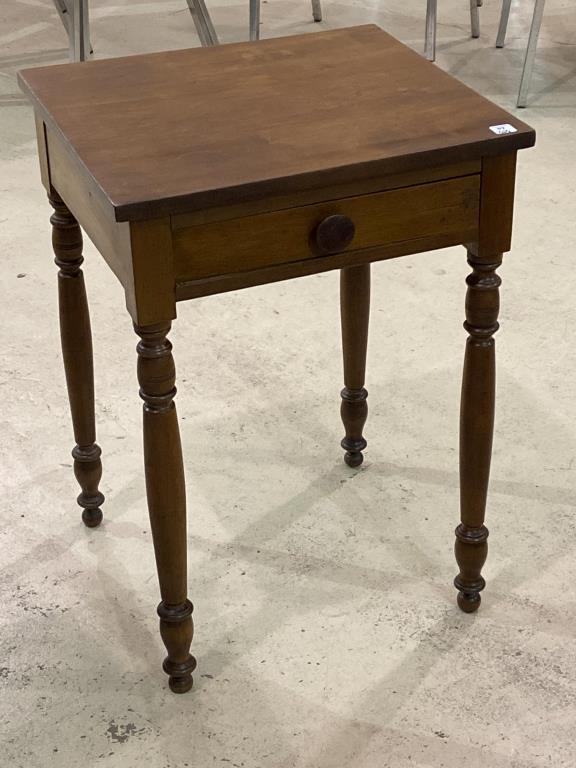 Wood One Drawer Square Lamp Table