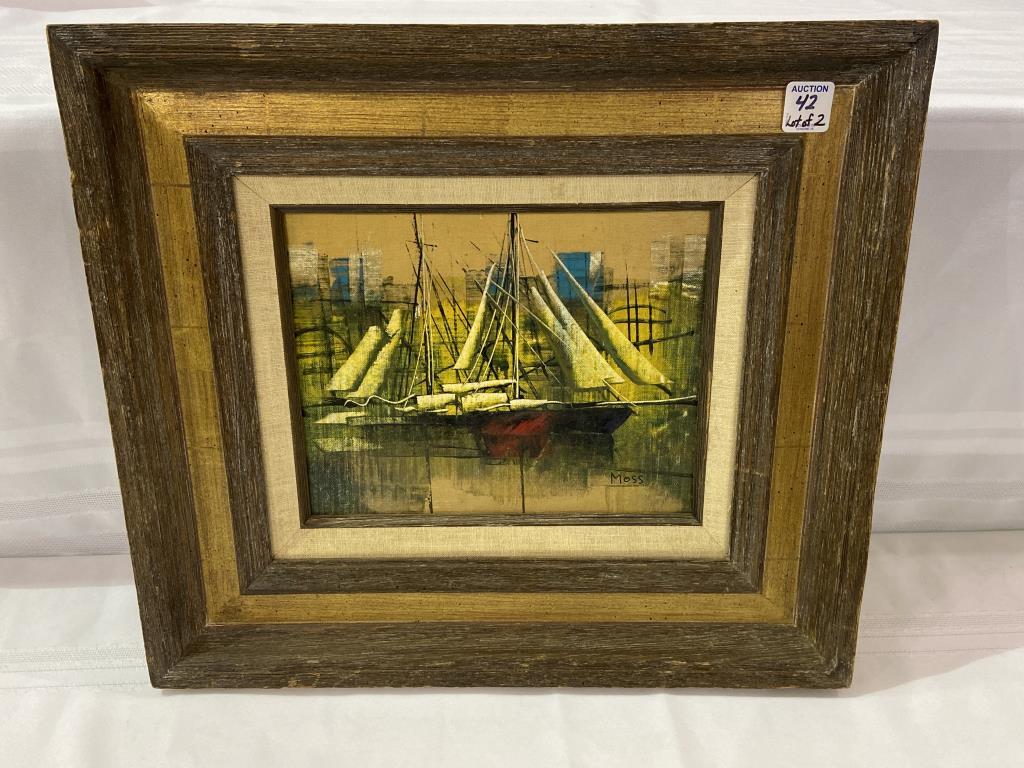 Lot of 2 Framed Boat/Ship Paintings Including