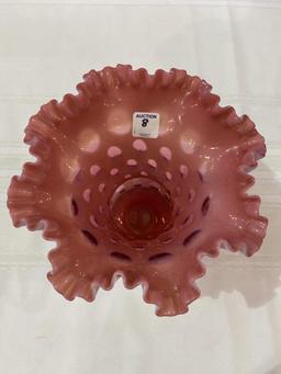 Beautiful Lg. Fenton Coin Dot Cranberry Ruffled