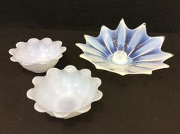 Group of 6 Blue & Opalscent Pieces Including