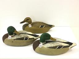 Lot of 3 Mallards Carved & Painted by Redshaw
