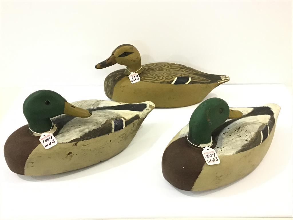 Lot of 3 Mallards Carved & Painted by Redshaw