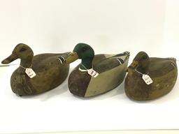 Lot of 3 Decoys Carved & Painted by Redshaw