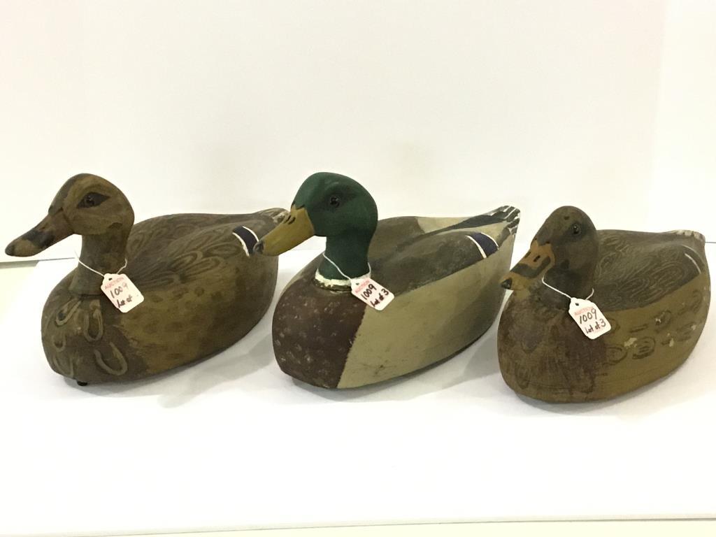 Lot of 3 Decoys Carved & Painted by Redshaw