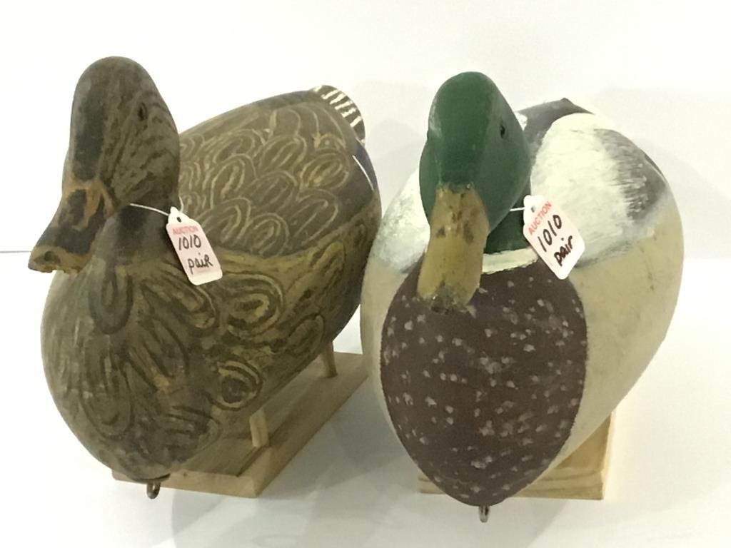 Pair of Perdew Mallard Decoys-Repaint by Redshaw