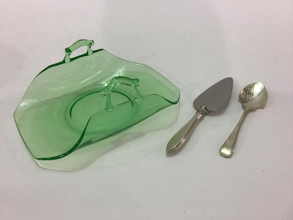 Group of Green Depression Glass Including Etched