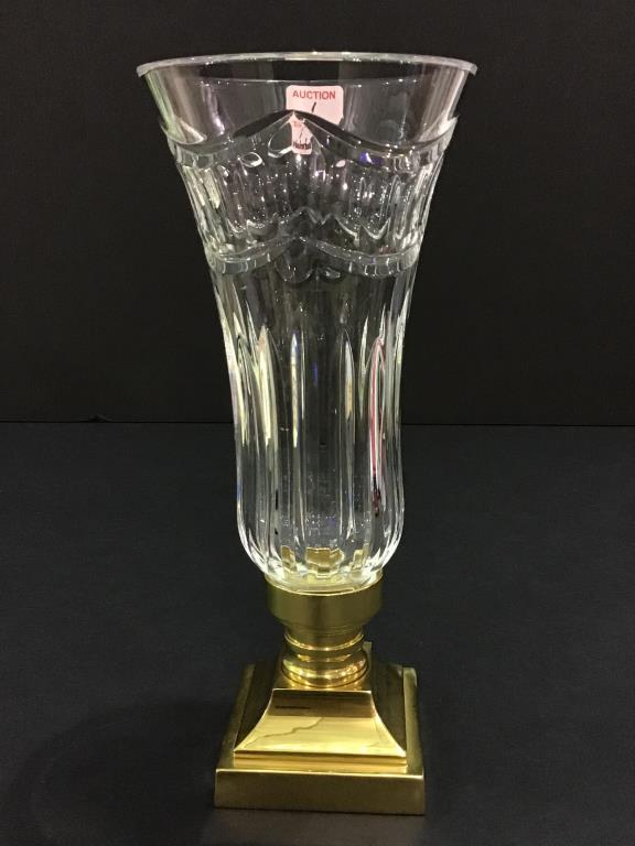 Brass Base Waterford Crystal Candle