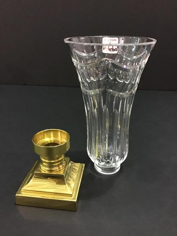 Brass Base Waterford Crystal Candle