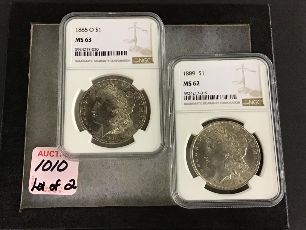 Lot of 2-Graded Morgan Silver Dollars