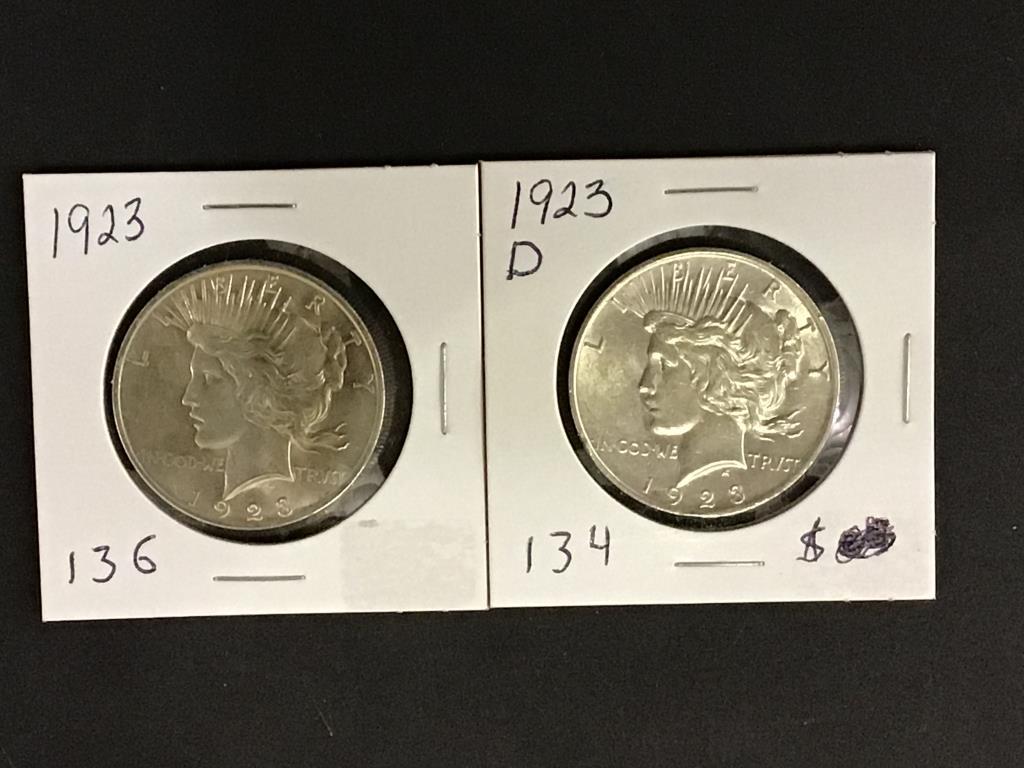 Lot of 7 Peace Silver Dollars Including