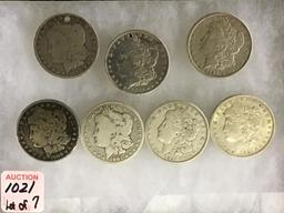 Collection of 7 Morgan Silver Dollars