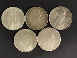 Collection of 17 Peace Silver Dollars