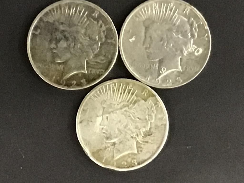Collection of 17 Peace Silver Dollars
