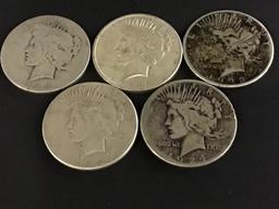 Collection of 16 Peace Silver Dollars Including