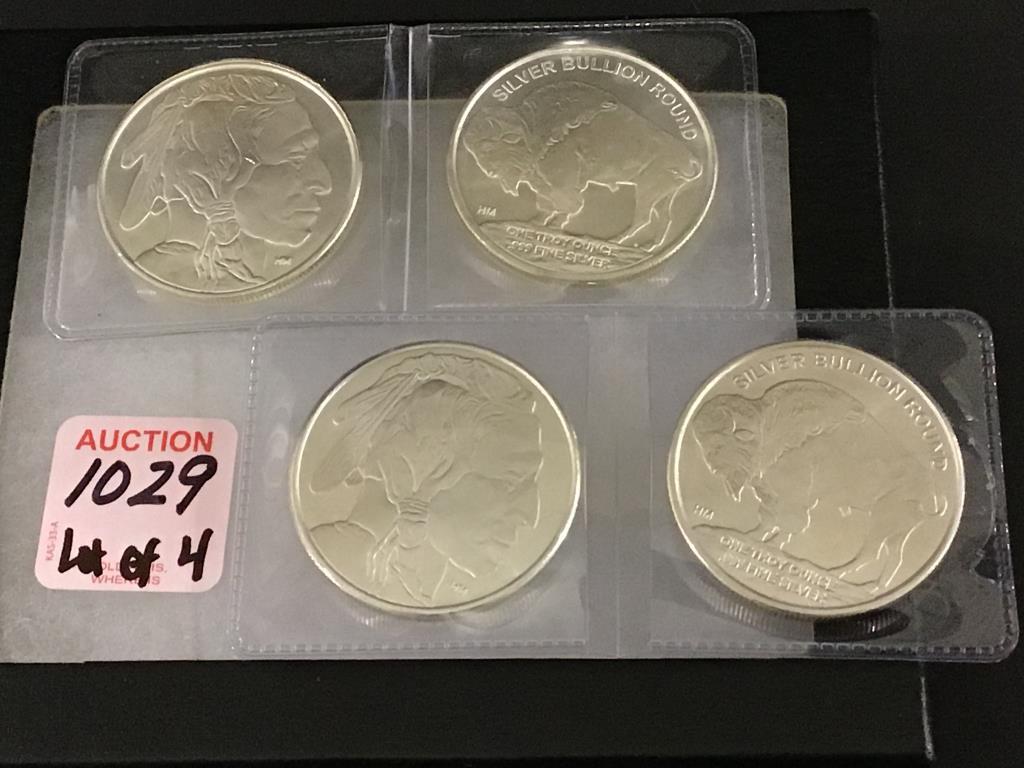 Lot of 4-.999 Fine Silver 1 Troy Ounce