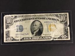 Lot of 3-10 Dollar Bills Including 2-Silver