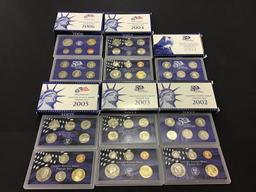 Group of 15-US Mint Proof Sets w/ Boxes Including