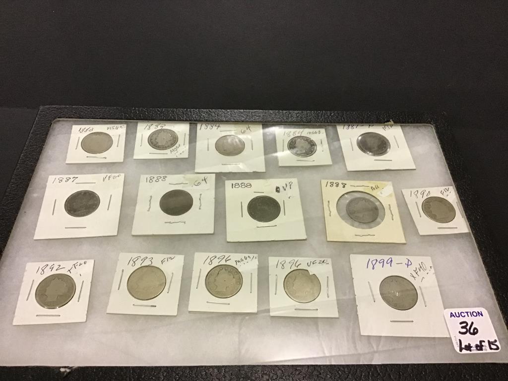 Collection of 15 Various V-Nickels