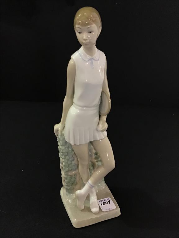 Lladro Figurine-Girl Playing Tennis