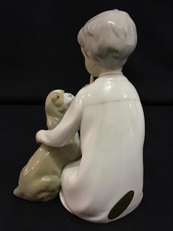 Porcelain Figurine Chilld w. Dog Made in Spain w