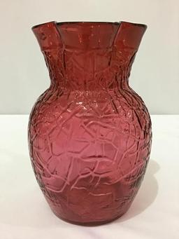 Cranberry Glass Pitcher (Approx. 9 Inches Tall)