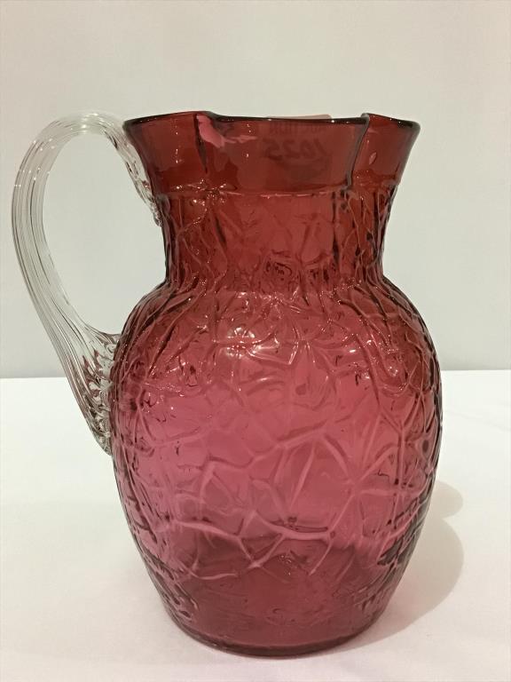 Cranberry Glass Pitcher (Approx. 9 Inches Tall)