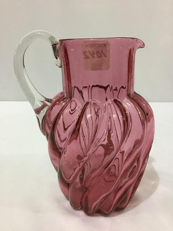 Cranberry Swirl Design Pitcher (8 Inches Tall)