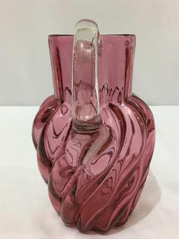 Cranberry Swirl Design Pitcher (8 Inches Tall)