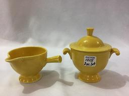 Fiestaware Creamer with stick handle  & Sugar w/