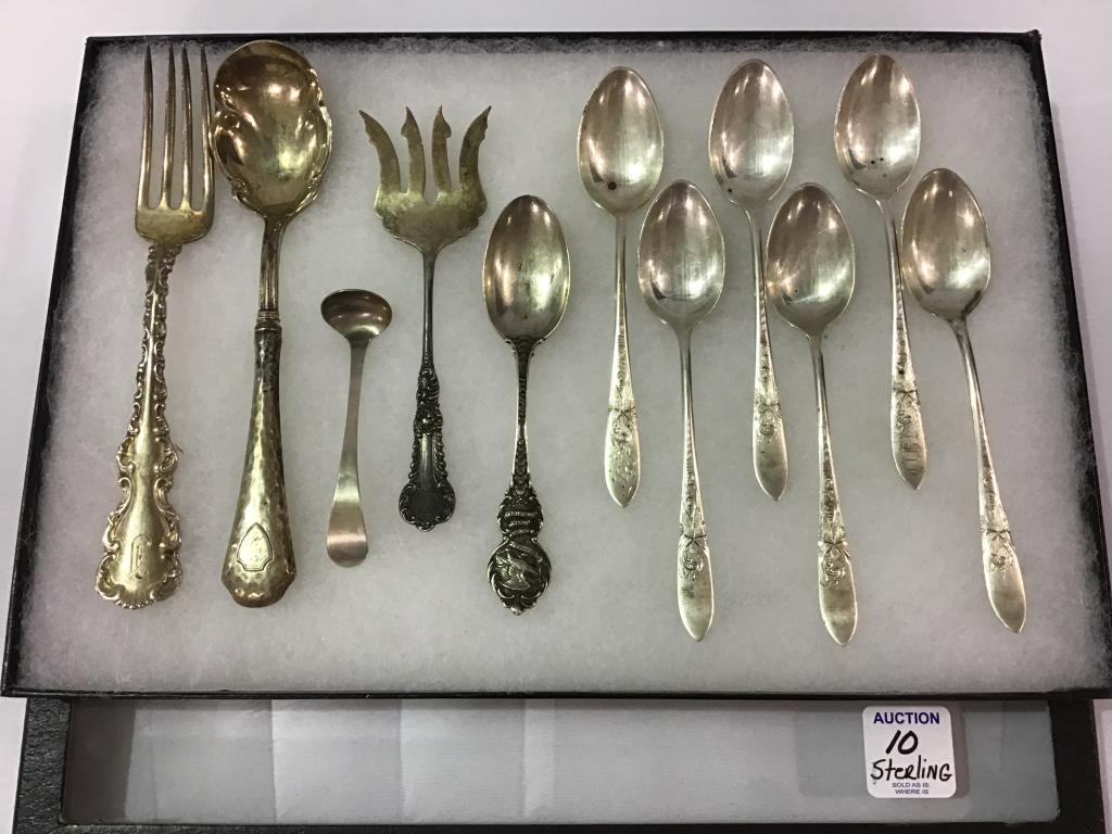 Lot of 10 Various Sterling Silver Flatware Pieces