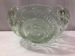 Lg. Pressed Glass Punch Bowl w/ Ornate