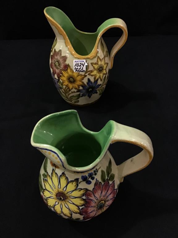 Lot of 2 Gouda Holland Pottery Pitchers