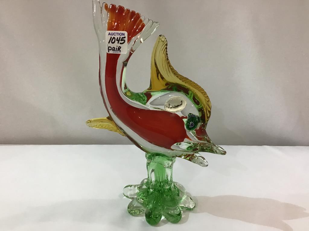 Pair of Murano Glass Fishes (11 1/2-12 Inches