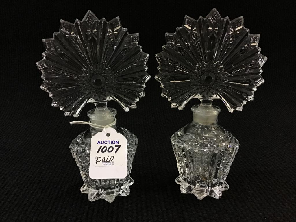 Lot of 2 Matching Glass Perfume Bottles