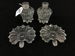 Lot of 2 Matching Glass Perfume Bottles