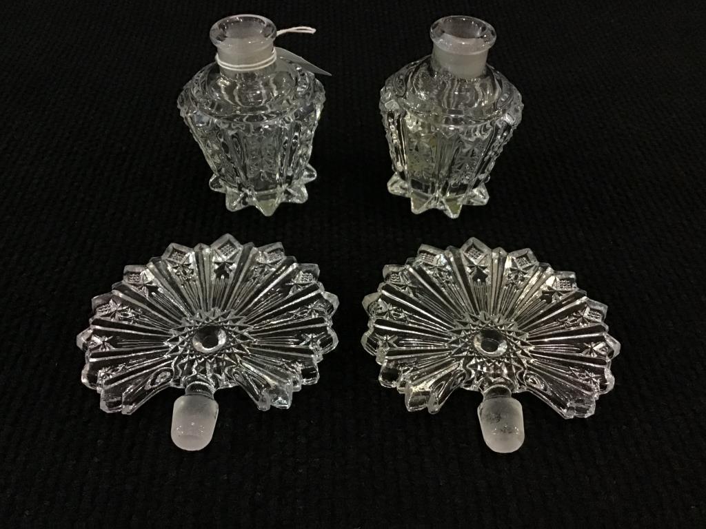 Lot of 2 Matching Glass Perfume Bottles