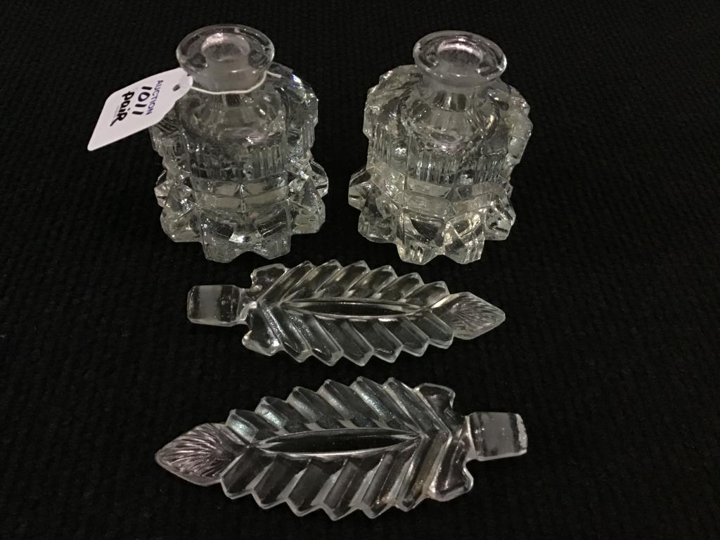 Lot of 2 Matching Glass Perfume Bottles