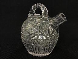 Heavy Cut Glass Ornate Design Liquor Jug w/