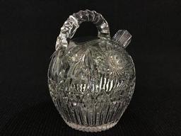 Heavy Cut Glass Ornate Design Liquor Jug w/