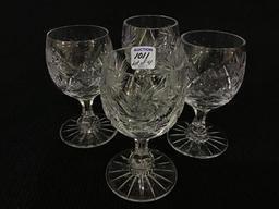 Lot of 4 Ornate Cut Glass Stemmed Goblets