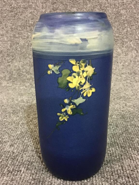 Blue Weller Pottery Decorated Vase