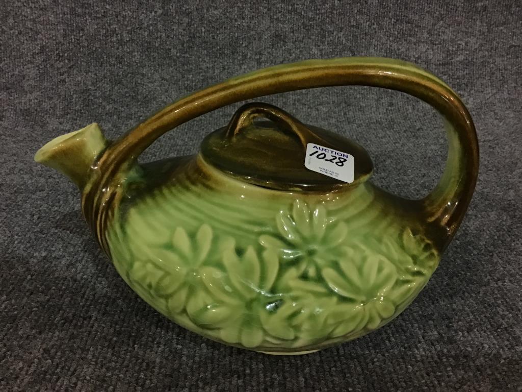 McCoy Green & Brown Decorated Tea Pot