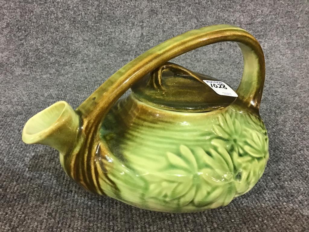 McCoy Green & Brown Decorated Tea Pot