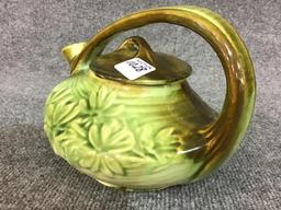 McCoy Green & Brown Decorated Tea Pot