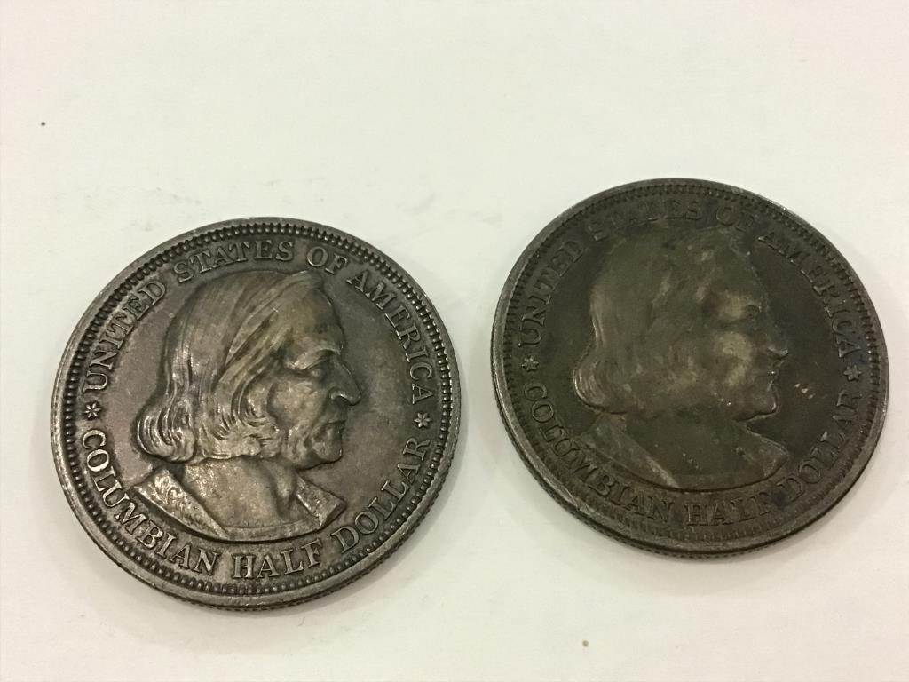 Lot of 2 Columbian Half Dollars