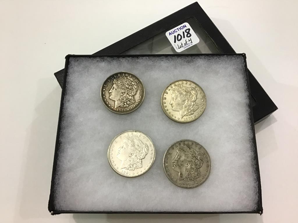 Lot of 4-1921 Morgan Silver Dollars Including