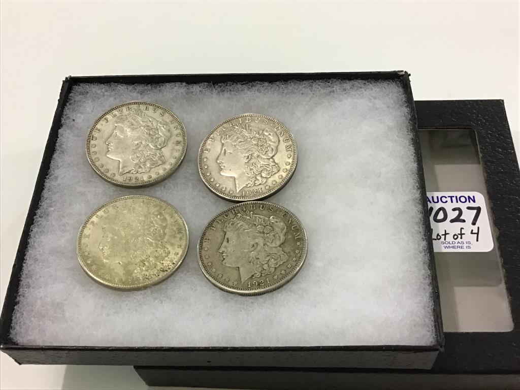 Lot of 4-1921 Morgan Silver Dollars